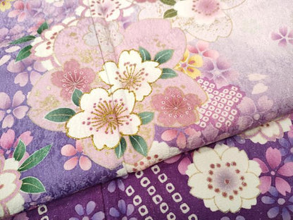 平和屋着物●豪華振袖　舞桜文　暈し染め　銀通し地　正絹　逸品　CABI9753ut