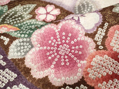 平和屋着物●豪華振袖　駒刺繍　絞り　道長舞花文　金彩　正絹　逸品　CABI9755ut