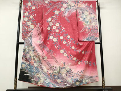 平和屋着物●小振袖　辻が花　舞蝶文　暈し染め　金彩　正絹　逸品　CABI9756ut