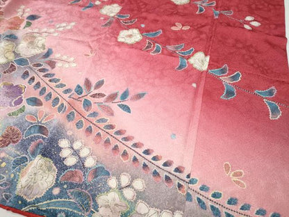 平和屋着物●小振袖　辻が花　舞蝶文　暈し染め　金彩　正絹　逸品　CABI9756ut