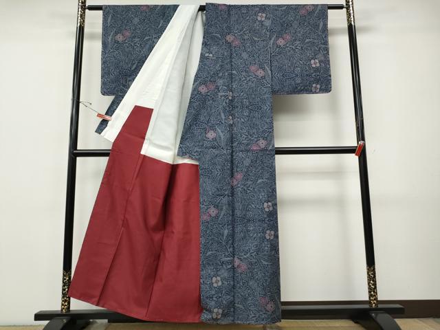 平和屋着物●本場大島紬　7マルキ　草花文　正絹　逸品　CABI9759ut