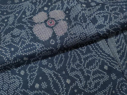 平和屋着物●本場大島紬　7マルキ　草花文　正絹　逸品　CABI9759ut