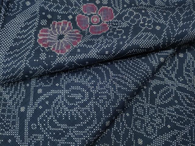平和屋着物●本場大島紬　7マルキ　草花文　正絹　逸品　CABI9759ut
