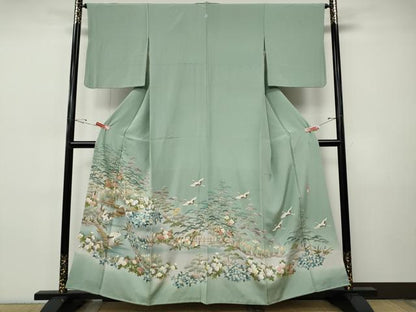 平和屋着物▼豪華色留袖　友禅　作家物　飛鶴草花文　暈し染め　正絹　逸品　CABI9761ut