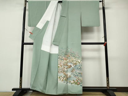平和屋着物▼豪華色留袖　友禅　作家物　飛鶴草花文　暈し染め　正絹　逸品　CABI9761ut