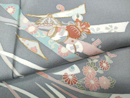 平和屋着物●訪問着　駒刺繍　宝尽くし花文　正絹　逸品　CABI9763ut