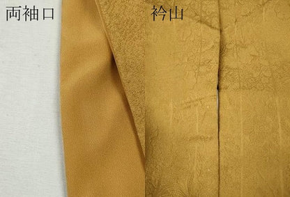 平和屋着物●上質な色無地　辻が花地紋　黃朽葉色　正絹　逸品　CABI9765ut
