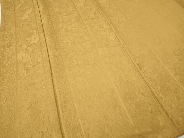平和屋着物●上質な色無地　辻が花地紋　黃朽葉色　正絹　逸品　CABI9765ut