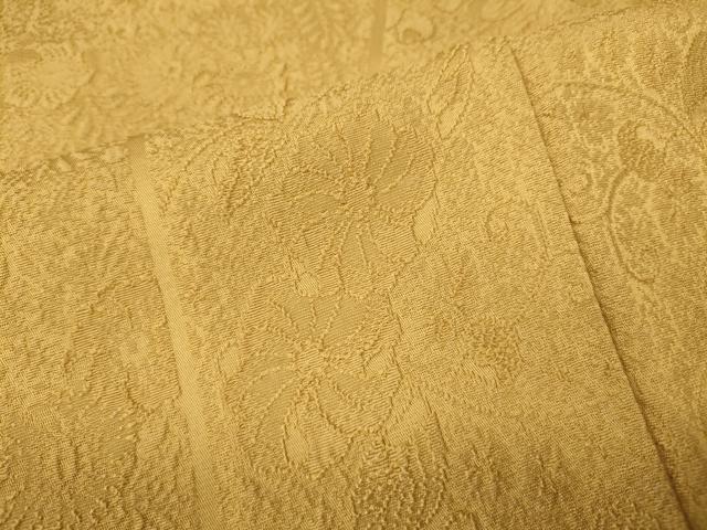 平和屋着物●上質な色無地　辻が花地紋　黃朽葉色　正絹　逸品　CABI9765ut