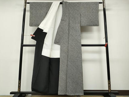 平和屋着物●大変加工の良い総絞り小紋　黒地　正絹　逸品　CABI9776ut