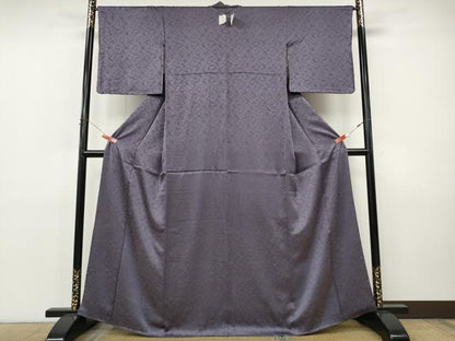 平和屋着物●上質な色無地　舞蝶地紋　滅紫色　正絹　逸品　未使用　CABI9779ut