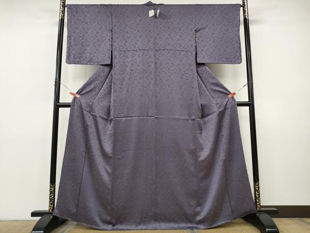 平和屋着物●上質な色無地　舞蝶地紋　滅紫色　正絹　逸品　未使用　CABI9779ut