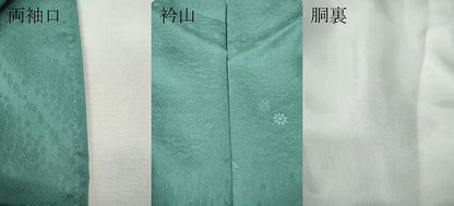 平和屋着物●本加賀友禅作家　柿本市郎監修　色無地　草花地紋　錆浅葱色　正絹　逸品　CABI9780ut