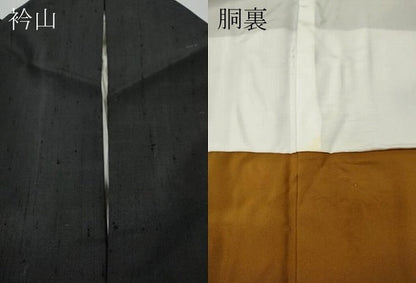 平和屋着物●上質な紬　簪　黒地　正絹　逸品　CABI9785ut