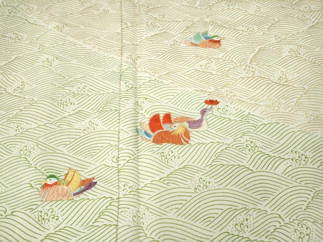 平和屋着物●訪問着　刺繍　立波鴛鴦文　金彩　正絹　逸品　CABI9789ut