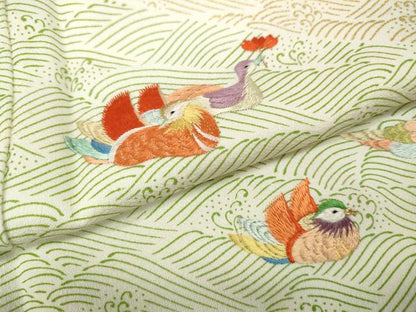 平和屋着物●訪問着　刺繍　立波鴛鴦文　金彩　正絹　逸品　CABI9789ut