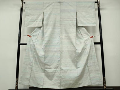 平和屋着物●紅花紬　米沢　横段霞文　正絹　逸品　CABI9790ut