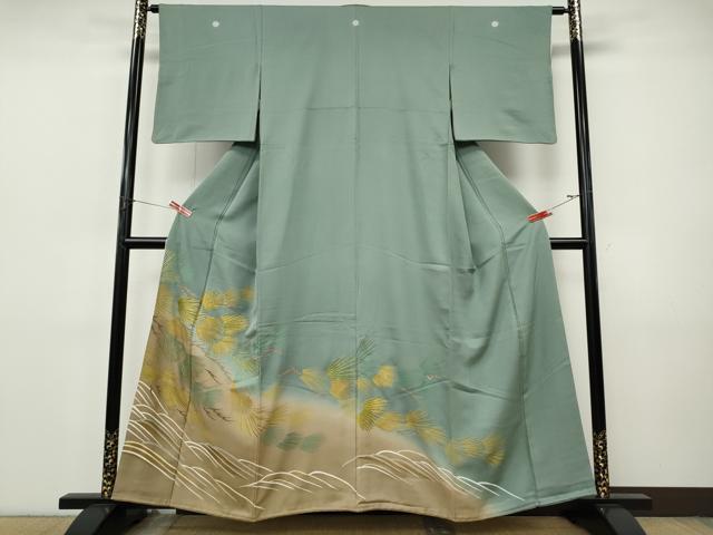 平和屋着物●創業460年・千總　色留袖　刺繍　立波松葉文　暈し染め　金彩　三越扱い　正絹　逸品　CABI9803ut