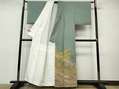平和屋着物●創業460年・千總　色留袖　刺繍　立波松葉文　暈し染め　金彩　三越扱い　正絹　逸品　CABI9803ut