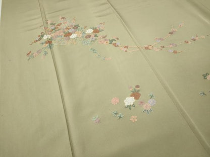 平和屋着物●中国三大刺繍　相良刺繍　総刺繍　訪問着　枝花文　ますいわ屋扱い　正絹　逸品　CABI9804ut
