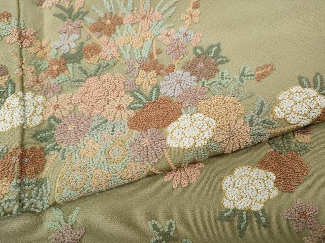 平和屋着物●中国三大刺繍　相良刺繍　総刺繍　訪問着　枝花文　ますいわ屋扱い　正絹　逸品　CABI9804ut