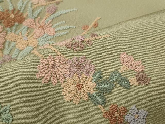平和屋着物●中国三大刺繍　相良刺繍　総刺繍　訪問着　枝花文　ますいわ屋扱い　正絹　逸品　CABI9804ut