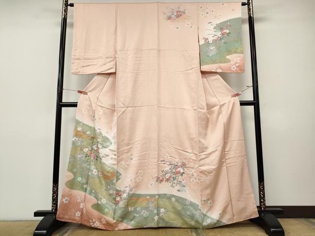 平和屋着物●訪問着　道長草花文　金彩　正絹　逸品　CABI9806ut