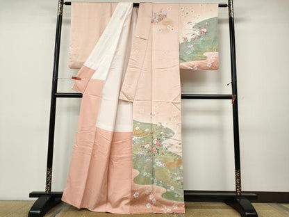 平和屋着物●訪問着　道長草花文　金彩　正絹　逸品　CABI9806ut