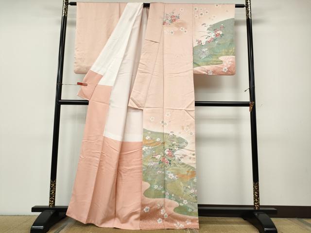 平和屋着物●訪問着　道長草花文　金彩　正絹　逸品　CABI9806ut