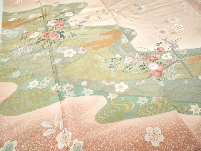 平和屋着物●訪問着　道長草花文　金彩　正絹　逸品　CABI9806ut