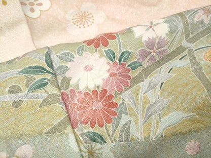平和屋着物●訪問着　道長草花文　金彩　正絹　逸品　CABI9806ut