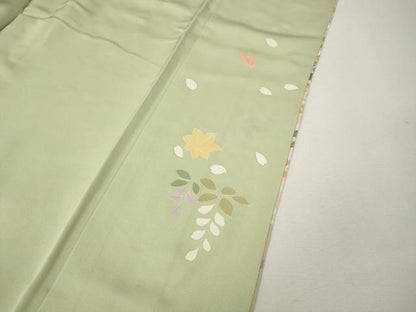 平和屋着物●訪問着　作家物　刺繍　草花文　暈し染め　金彩　正絹　逸品　CABI9807ut