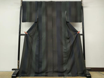 平和屋着物●京都の名門ブランド　銀花仙　小紋　間道　ロング丈　正絹　逸品　CABI9808ut