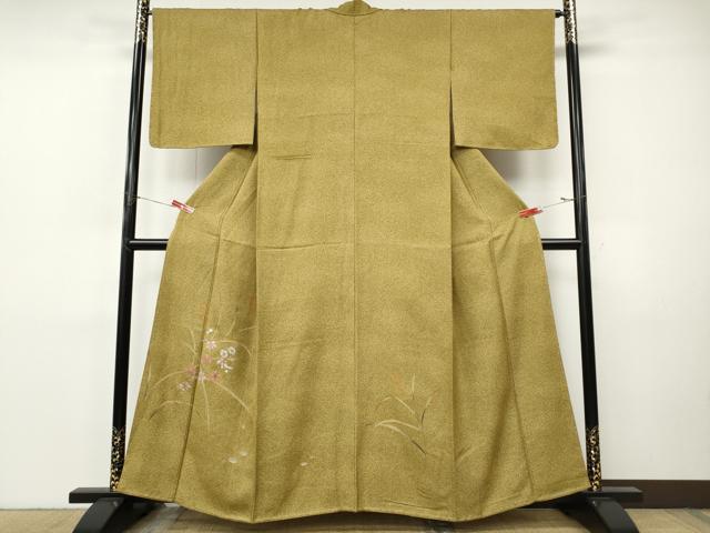 平和屋着物●訪問着　手描き　草花文　金彩　ますいわ屋扱い　正絹　逸品　CABI9811ut
