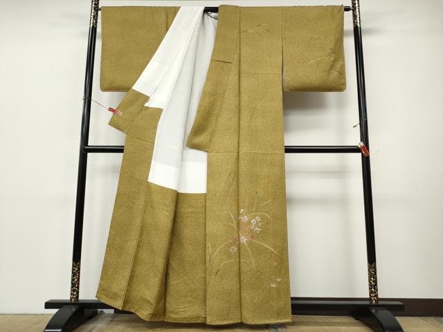 平和屋着物●訪問着　手描き　草花文　金彩　ますいわ屋扱い　正絹　逸品　CABI9811ut