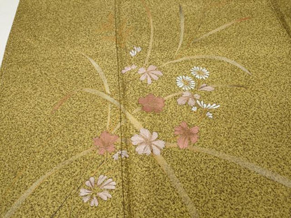 平和屋着物●訪問着　手描き　草花文　金彩　ますいわ屋扱い　正絹　逸品　CABI9811ut