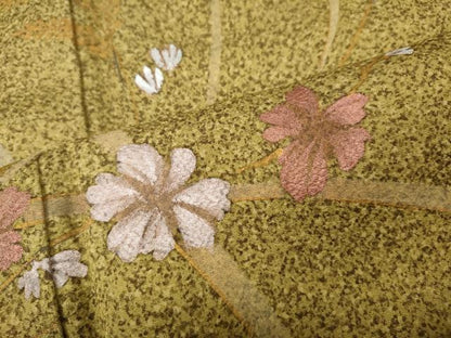 平和屋着物●訪問着　手描き　草花文　金彩　ますいわ屋扱い　正絹　逸品　CABI9811ut