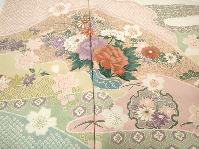 平和屋着物●訪問着　道長雪輪草花文　暈し染め　金彩　正絹　逸品　CABI9814ut