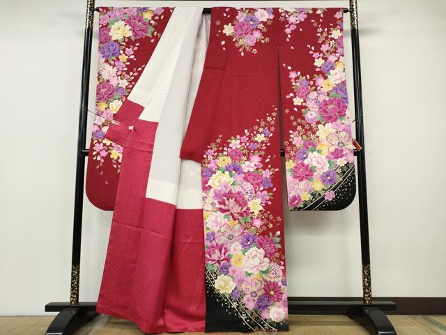 平和屋着物●豪華振袖　刺繍　舞花鞠文　暈し染め　銀通し地　正絹　逸品　CABI9816ut
