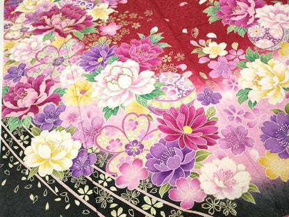 平和屋着物●豪華振袖　刺繍　舞花鞠文　暈し染め　銀通し地　正絹　逸品　CABI9816ut