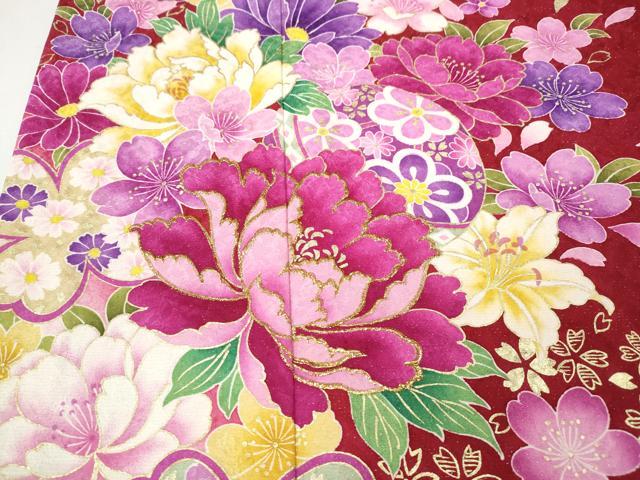 平和屋着物●豪華振袖　刺繍　舞花鞠文　暈し染め　銀通し地　正絹　逸品　CABI9816ut