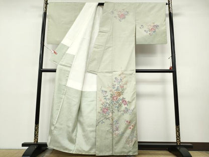 平和屋着物●訪問着　本場染大島紬　枝花文　正絹　逸品　CABI9820ut