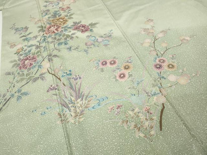 平和屋着物●訪問着　本場染大島紬　枝花文　正絹　逸品　CABI9820ut
