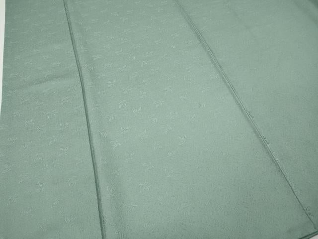 平和屋着物●上質な色無地　舞花地紋　錆青磁色　正絹　逸品　CABI9822ut