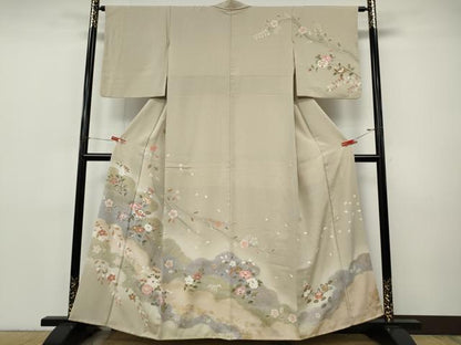 平和屋着物●訪問着　雲重ね枝花文　金彩　正絹　逸品　CABI9823ut