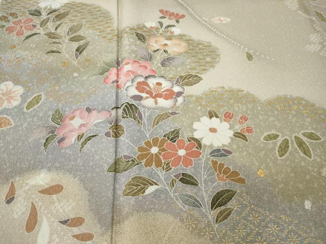 平和屋着物●訪問着　雲重ね枝花文　金彩　正絹　逸品　CABI9823ut
