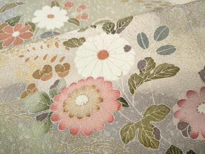 平和屋着物●訪問着　雲重ね枝花文　金彩　正絹　逸品　CABI9823ut