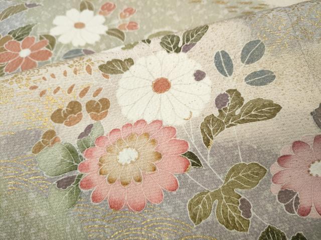 平和屋着物●訪問着　雲重ね枝花文　金彩　正絹　逸品　CABI9823ut