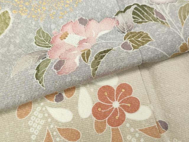 平和屋着物●訪問着　雲重ね枝花文　金彩　正絹　逸品　CABI9823ut