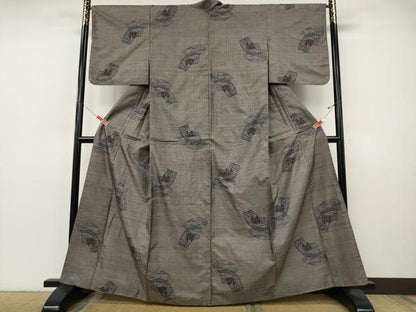平和屋着物●本場大島紬　9マルキ　地紙風景草木文　正絹　逸品　CABI9824ut